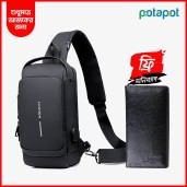 Original China USB charging sport sling Anti-theft shoulder bag (Black )