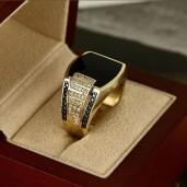 Classic Men's Ring Fashion Metal Gold Color Inlaid Black Stone