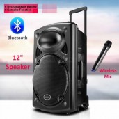 Rechargeable bluetooth karaoke trolly speaker with wireless microphone - 3360