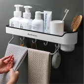  Bathroom Shelf Wall Mounted With Towel Bar
